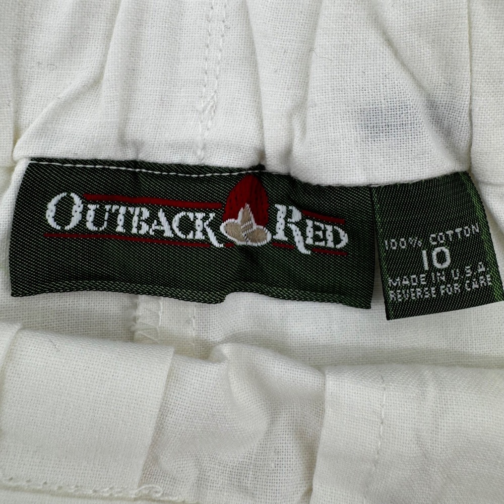 Vintage Outback Red Ivory Cotton Pleated Midi Skirt High Waist Size 10 NWT USA - Picture 5 of 12